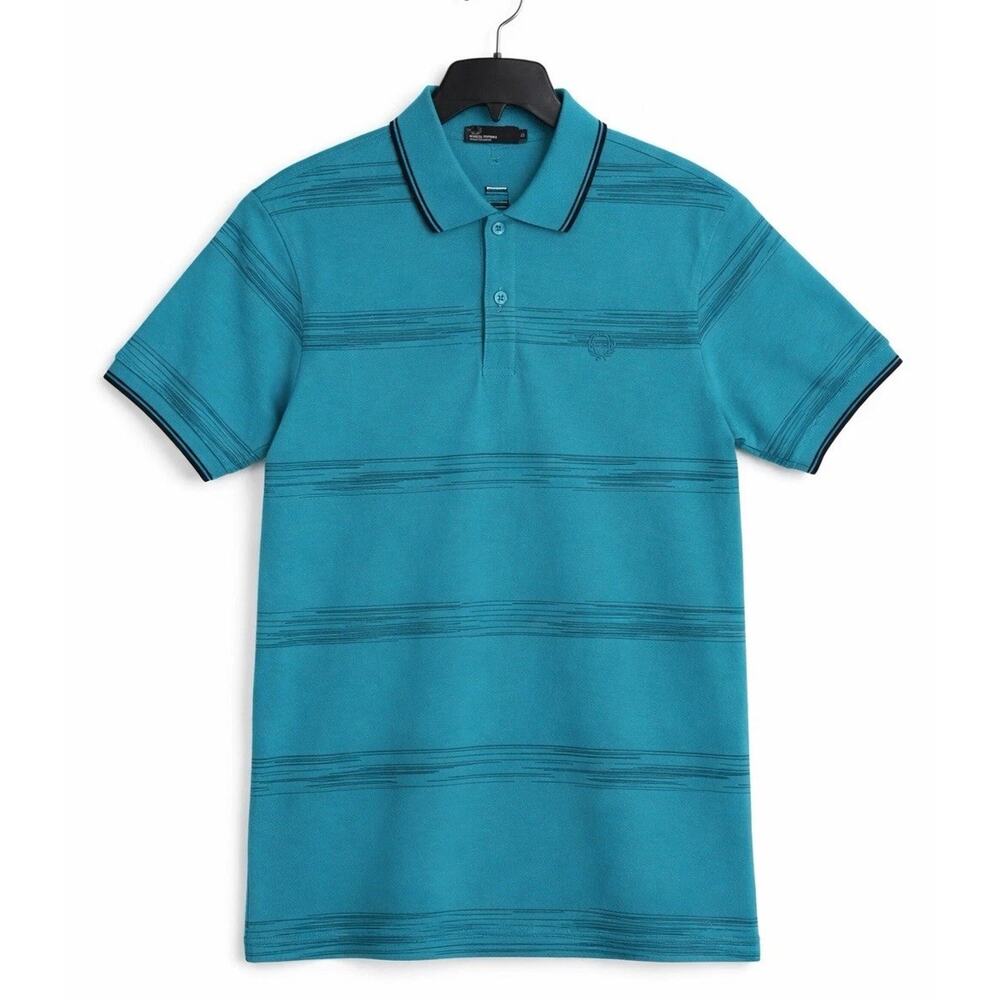 Fred Perry Polo Shirt Mens XL Turquoise Cotton Twin Tipped Pique Knit Golf